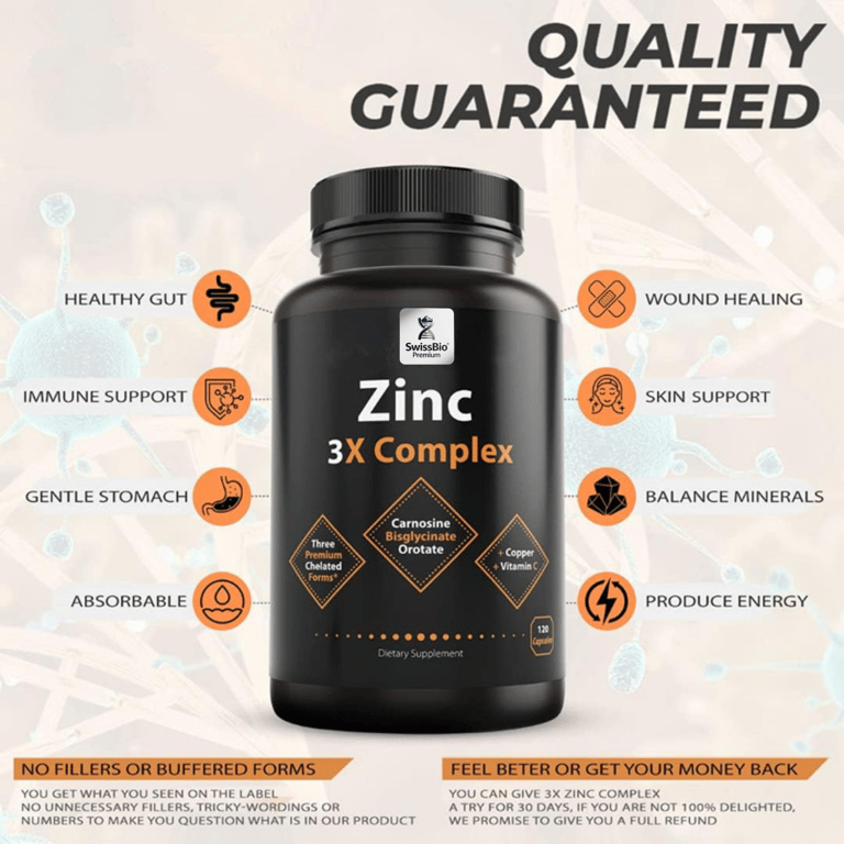 SwissBio Chelated Zinc 3X Complex | 120 Caps - Image 4