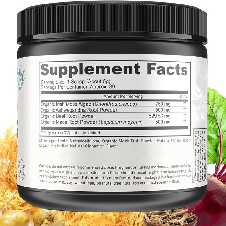 SwissBio Premium Sea Moss Superfood Powder with Ashwagandha, Beet Root & Maca | 150g - Image 5