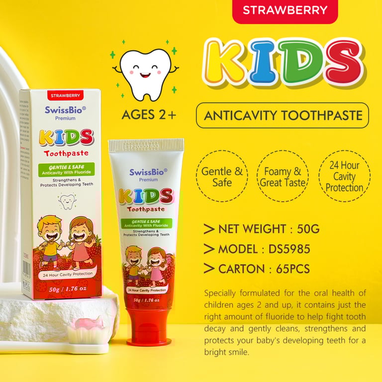 SwissBio Kids Organic Anticavity Toothpaste - Strawberry