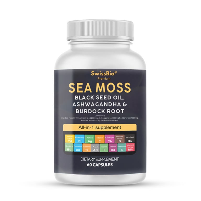 SwissBio Premium Sea Moss | All-in-One Supplement | 60 Caps