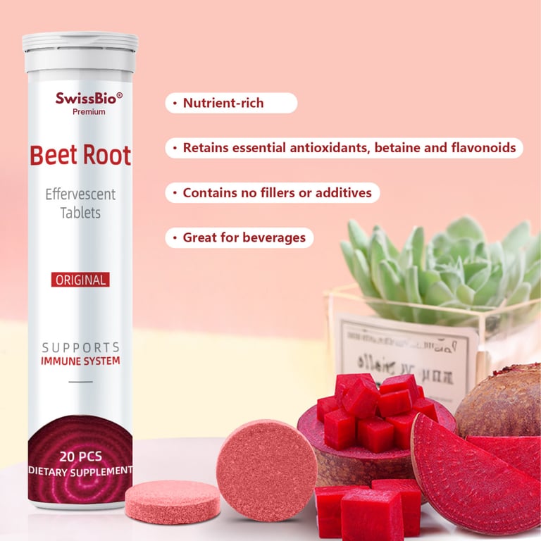 SwissBio Super Beetroot Heart Chews Effervescent Tablets - Image 1