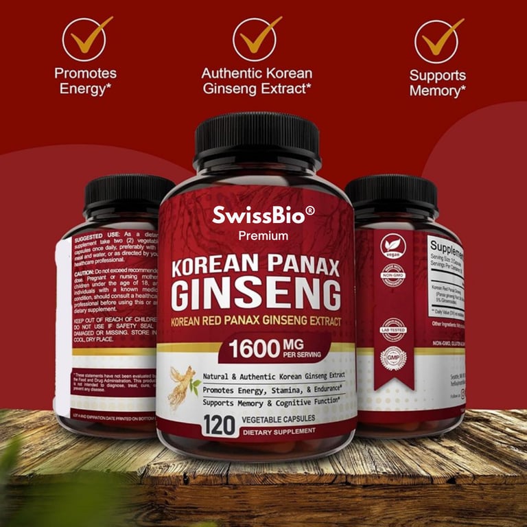 SwissBio Premium Korean Panax Ginseng Extract | 120 Caps