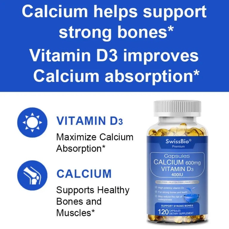 SwissBio Calcium 600mg with Vitamin D3 - Image 1
