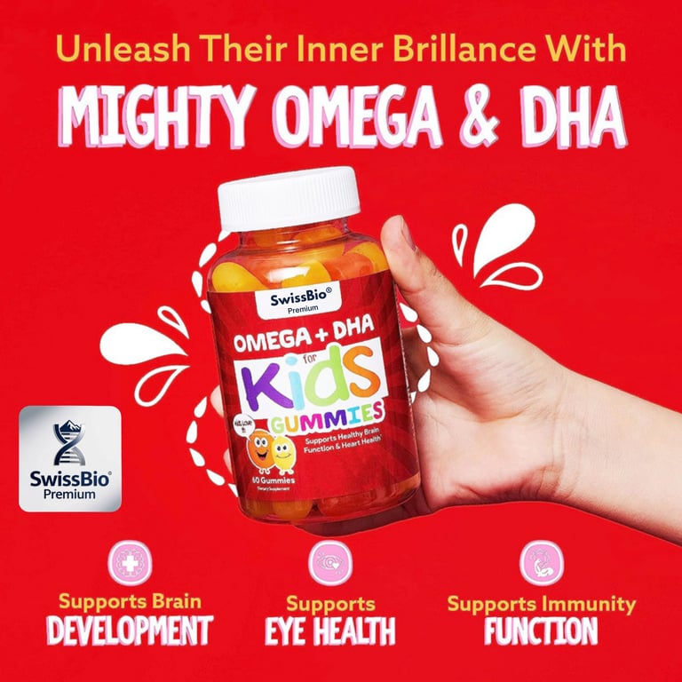 SwissBio Mighty Omega & DHA Kids Gummies | 60 Gummies - Image 2