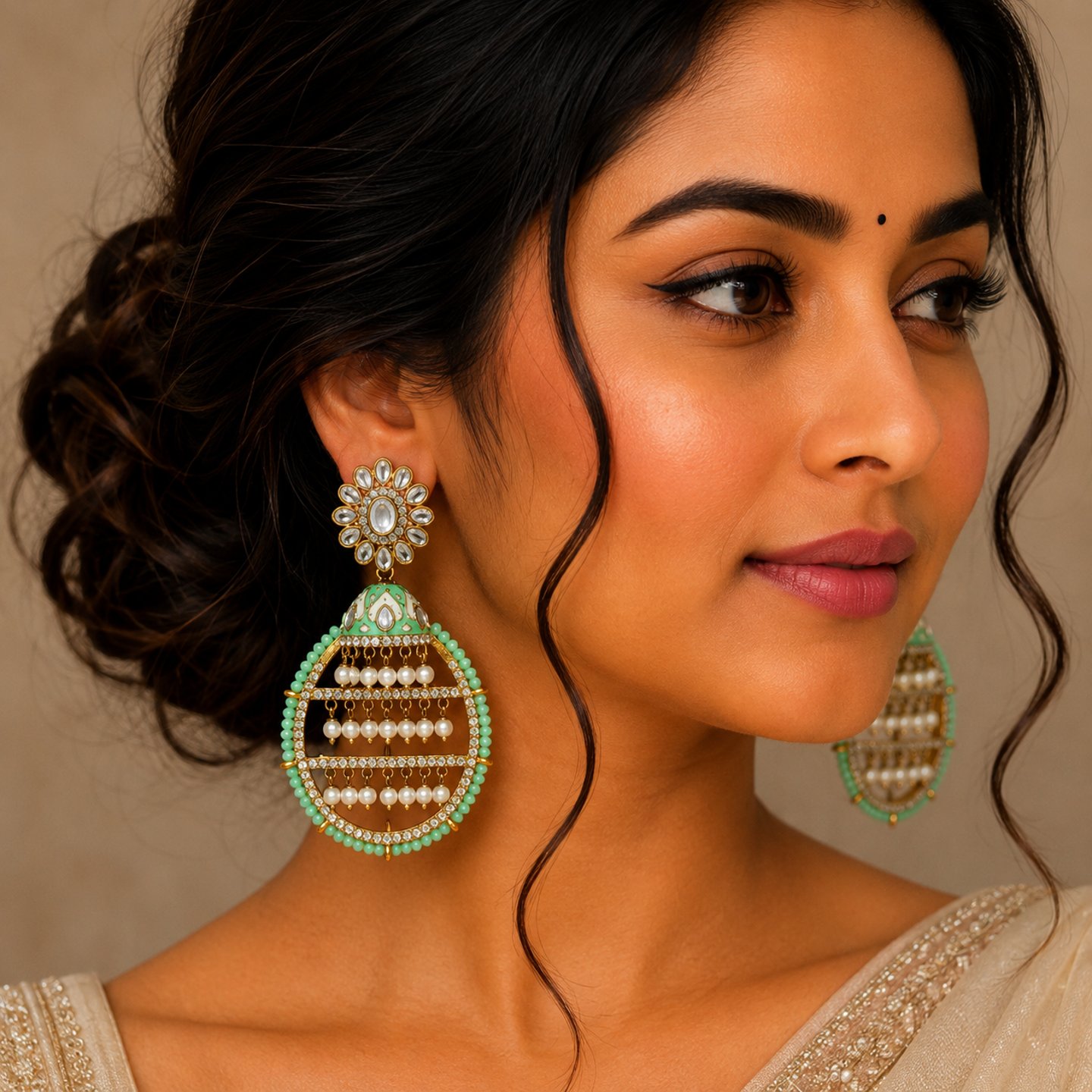 Saanvi Fusion Earrings with Colored Crystals