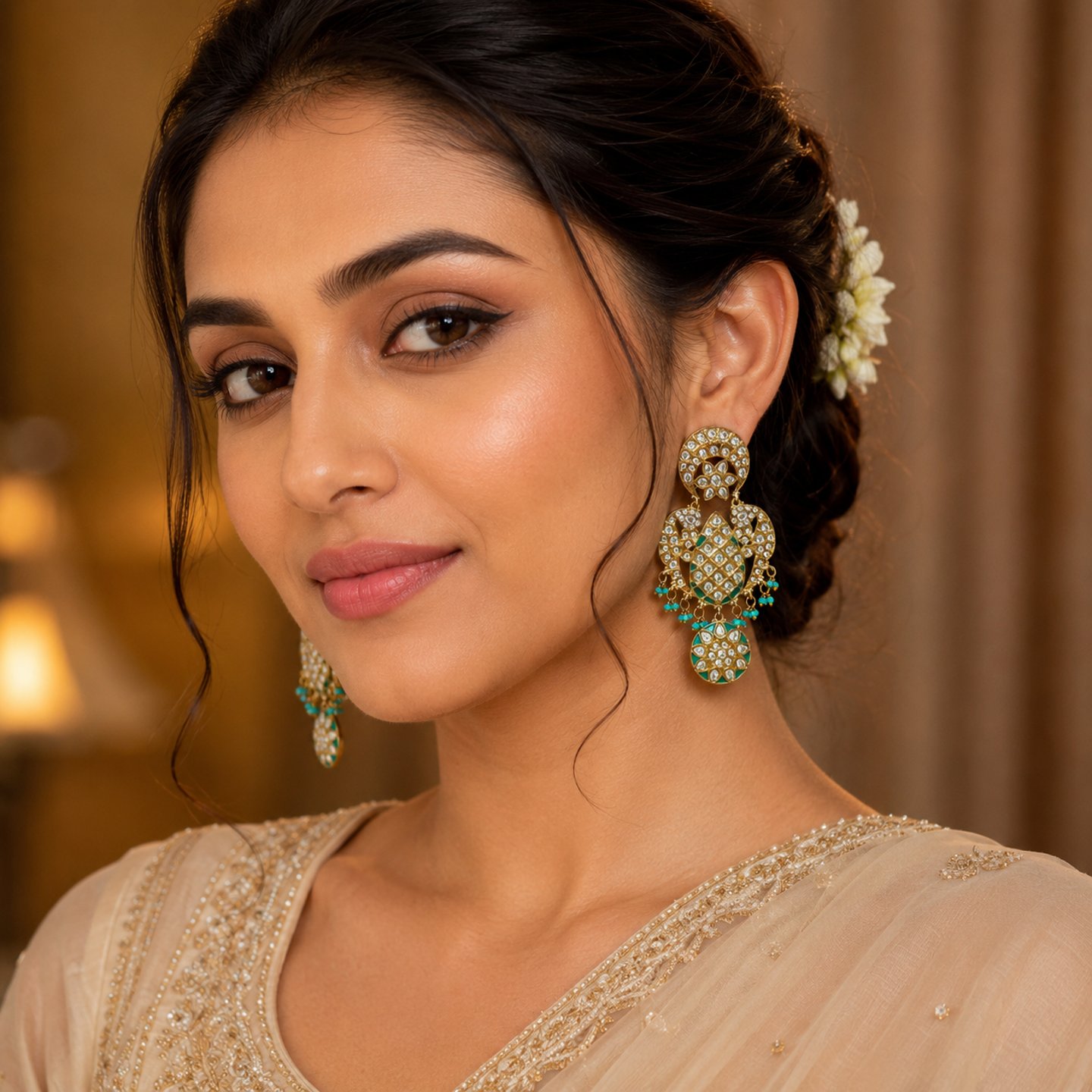 Ritanshi Kundan Earrings with Handwork Meenakari