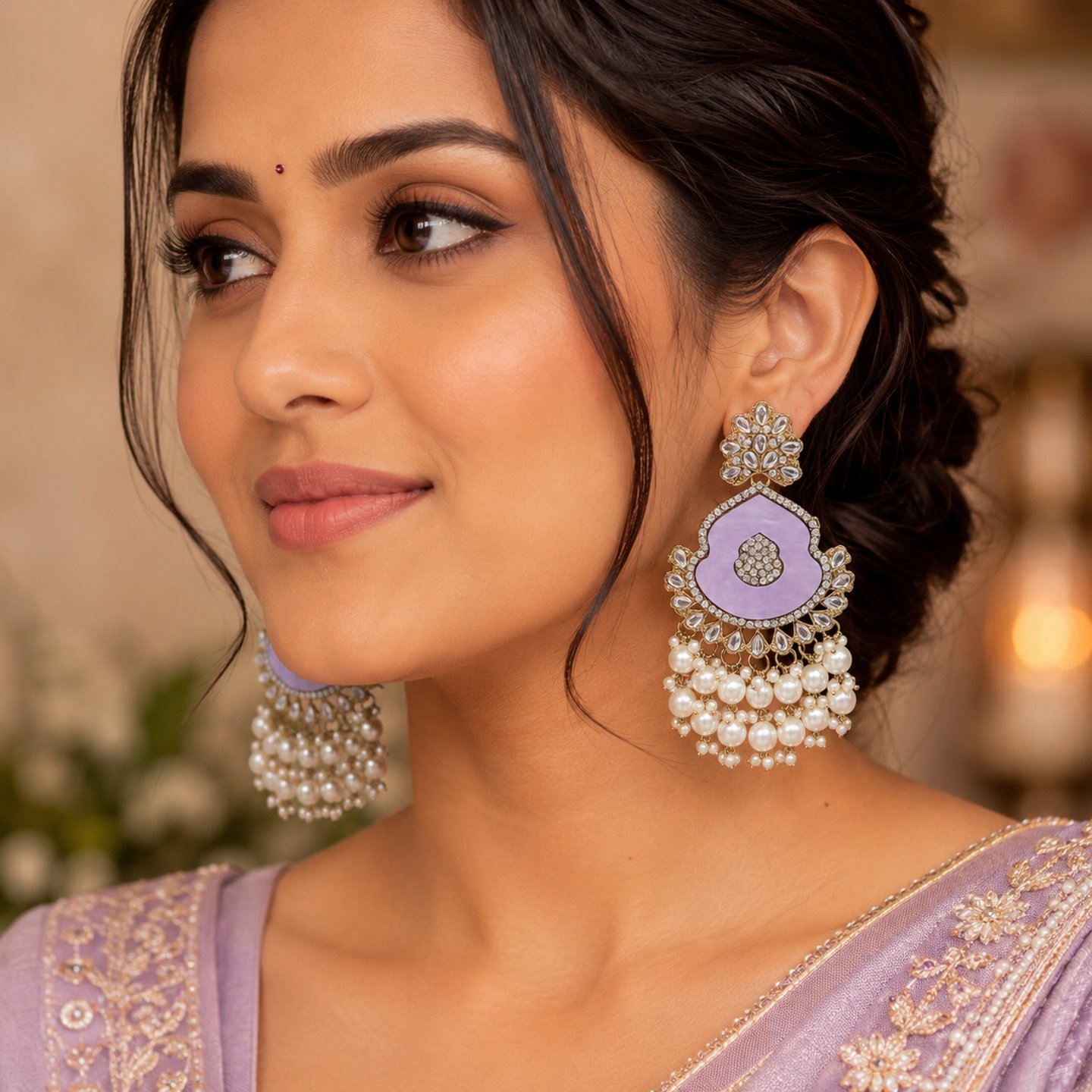 Samiksha Colorful MOP Earrings with Hanging Pearls