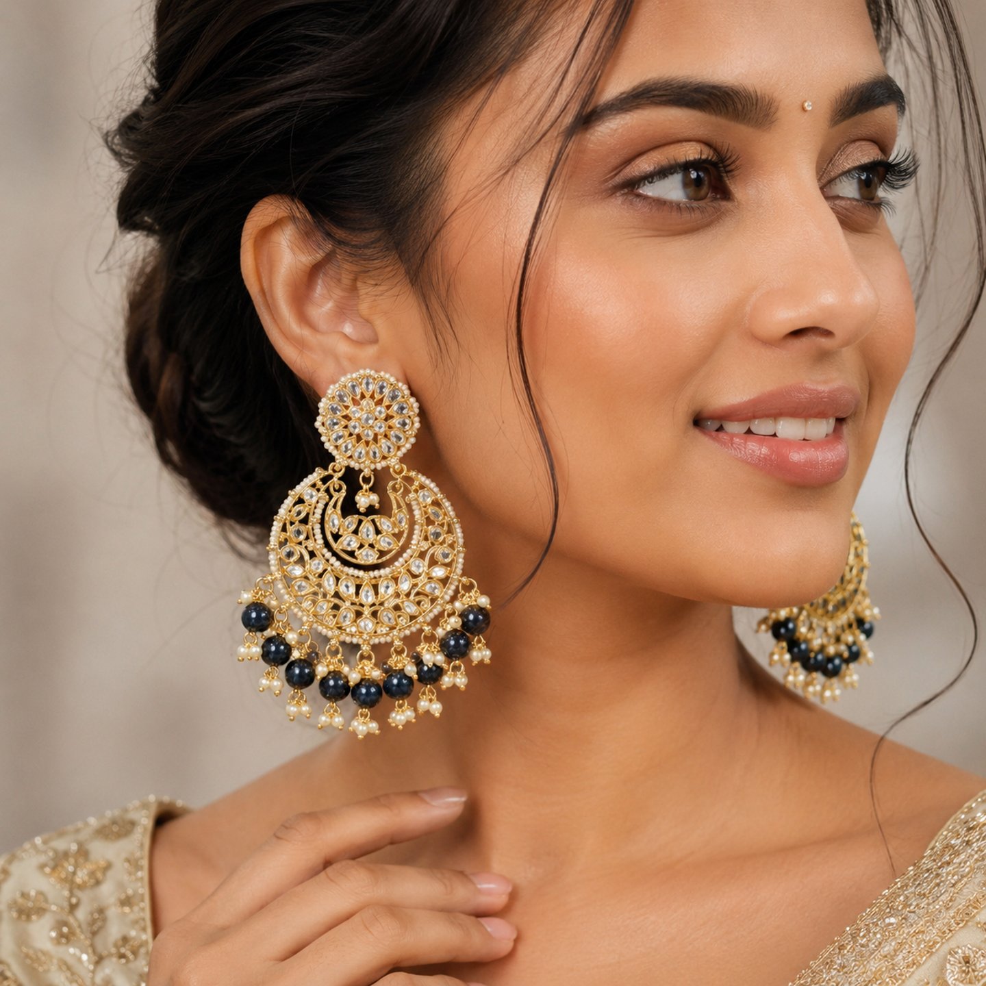 Manisha Kundan Chandbalis and Minimal Hanging Pearls