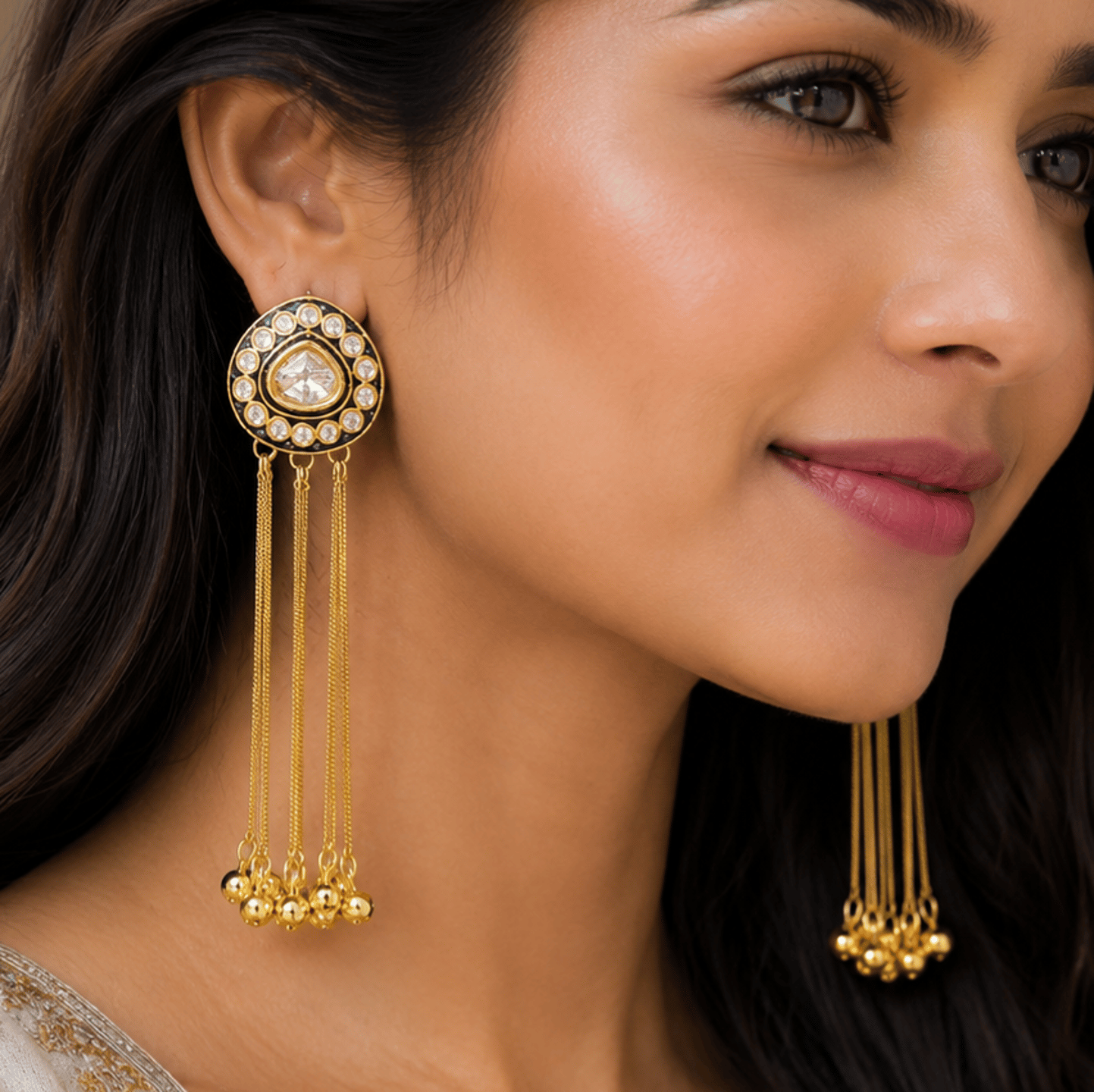Himanshi Kashmiri Earrings Long Hanging Chain