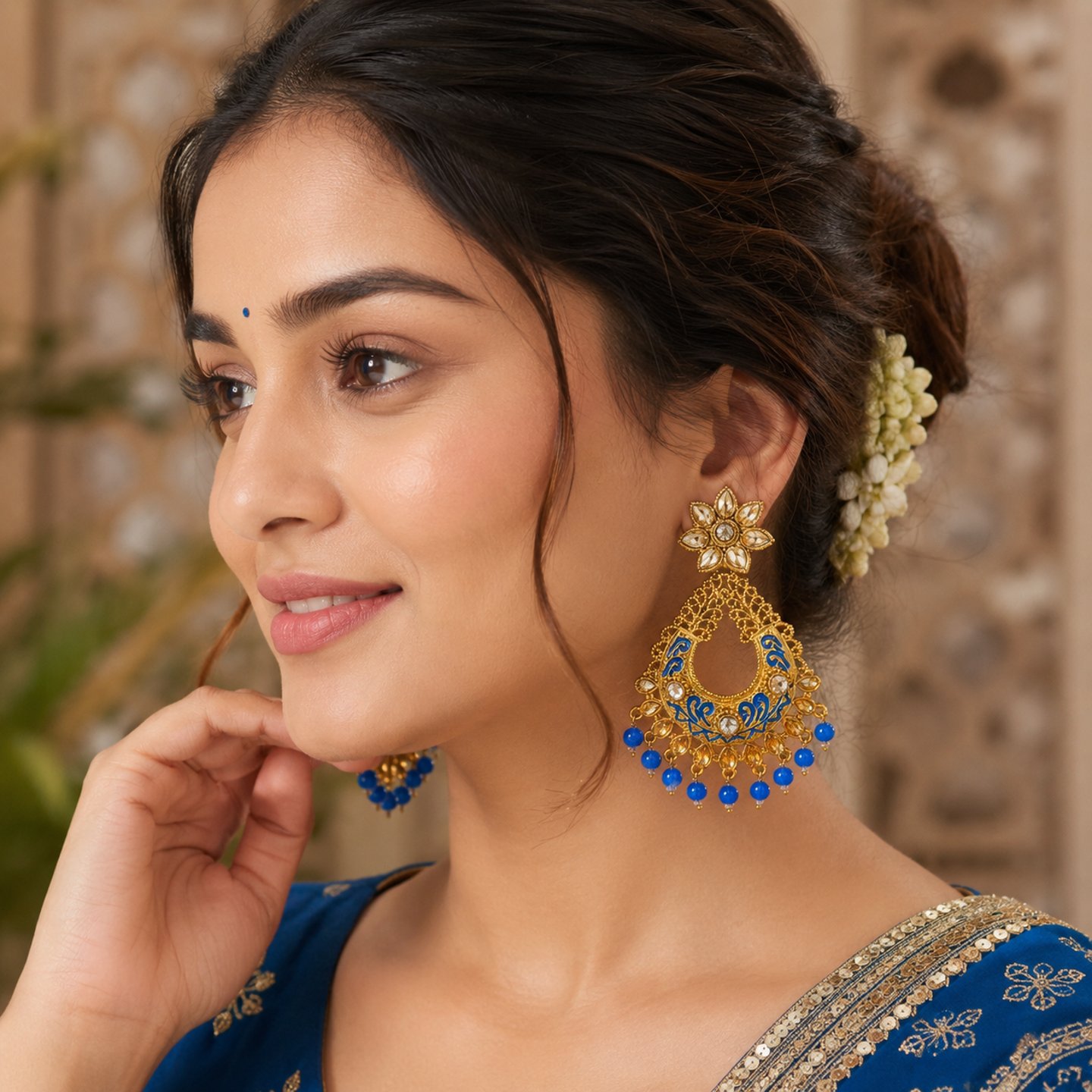 Sheena Glorious Pearl Gold Plated Chandbali Earrings