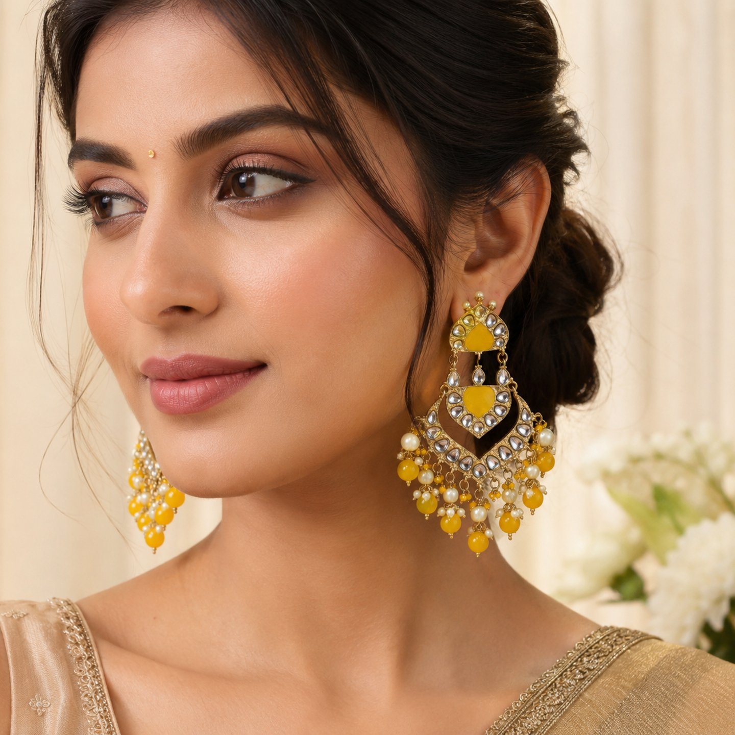 Muskaan Kundan Earrings with Enamel Elegance