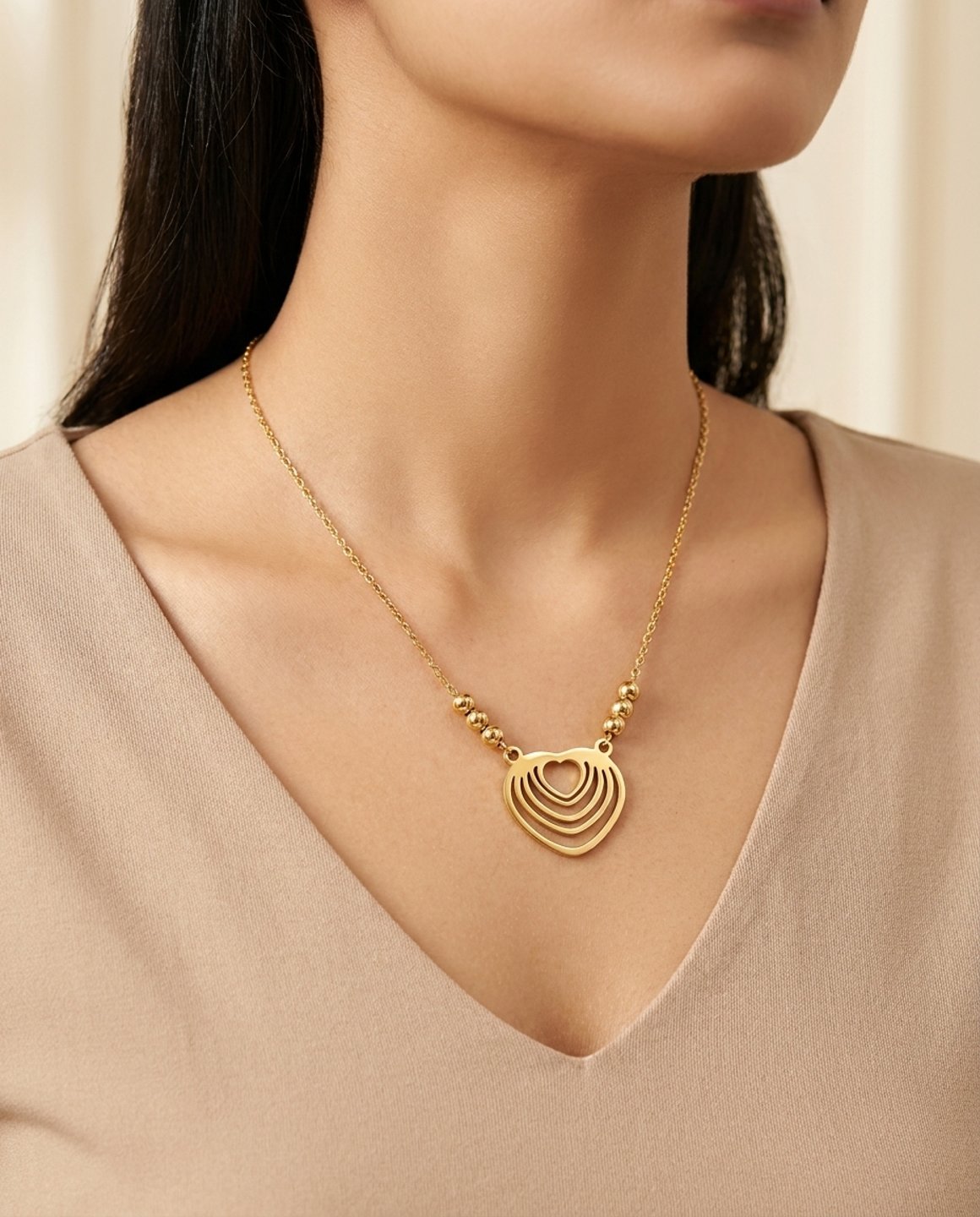 Juhi Gold Tone Heart Shaped Pendant Set
