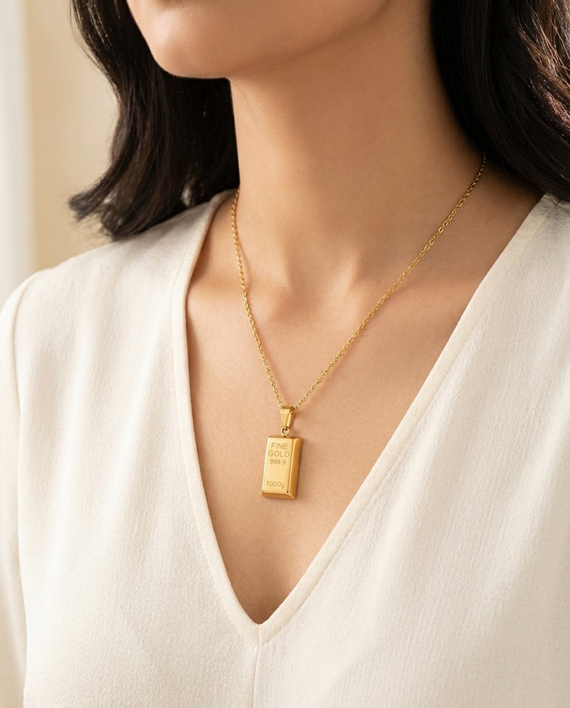 Gitanjali Gold Bar Pendant Chain Necklace for Women