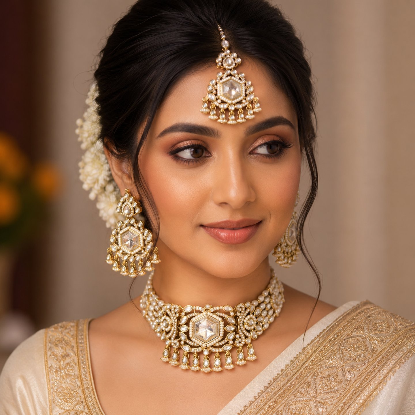 Bhumika Moissanite Stone Choker Set
