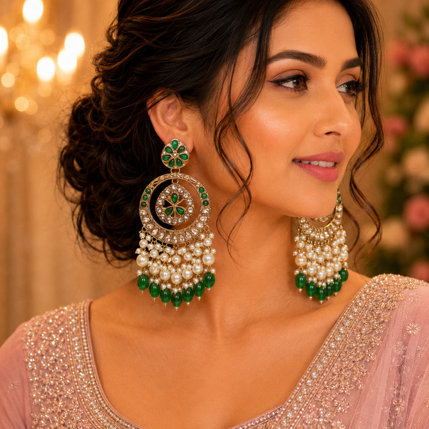 Anvi Kundan Chandbali with Colorful Hanging Pearls