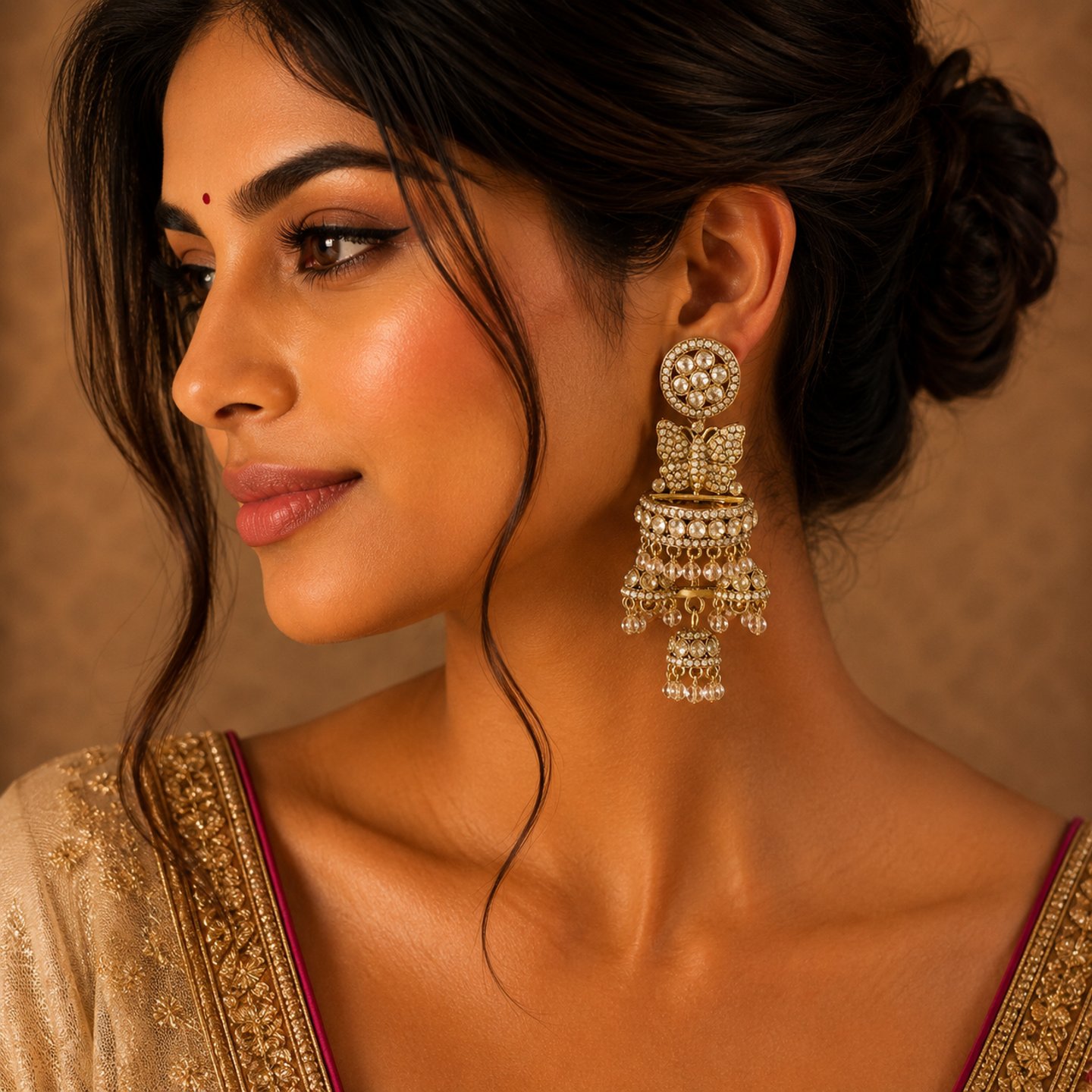 Yogita Butterfly Design and Kundan Chandbalis with Jhumki