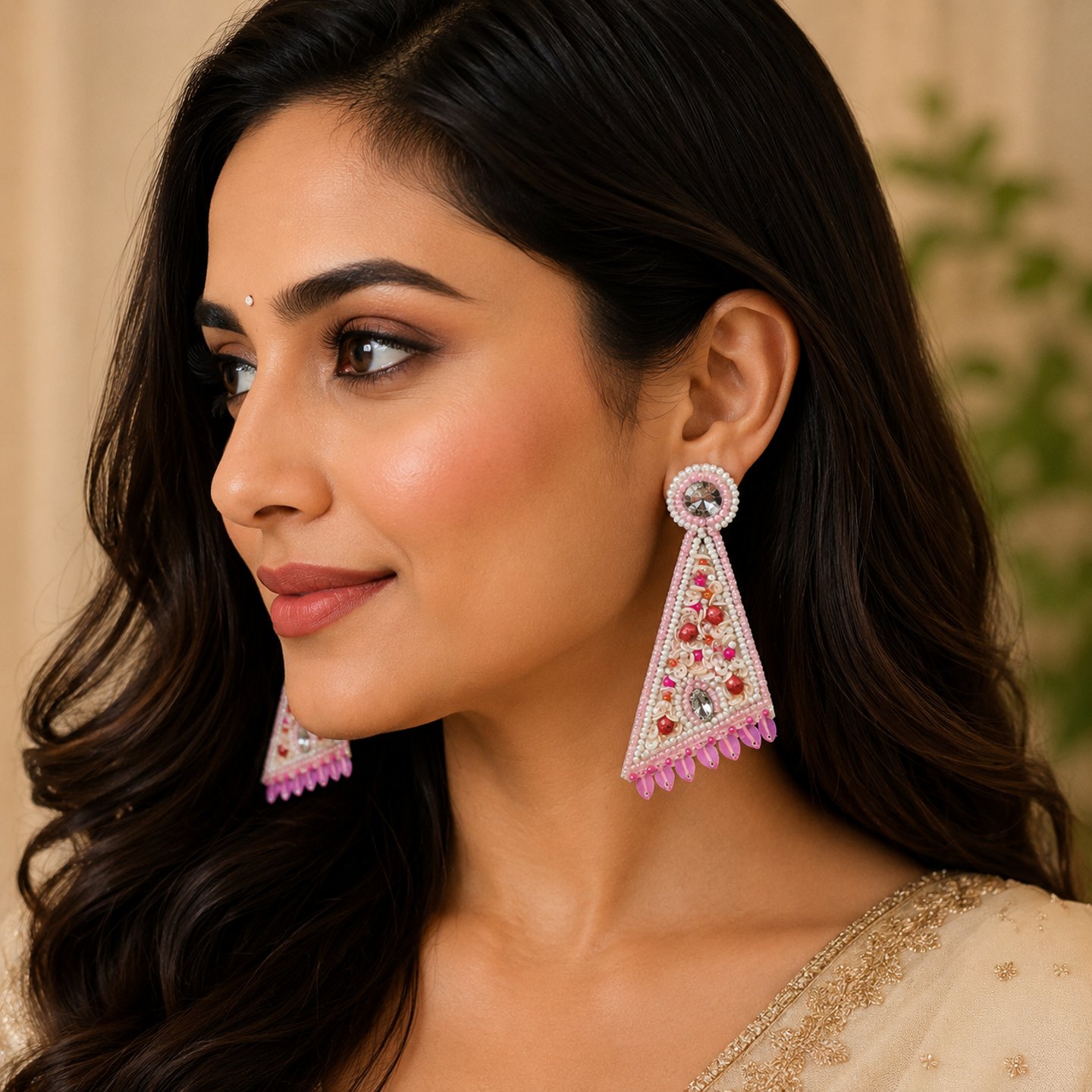 Ishanavi Triangular Shaped Handcrafted Earrings