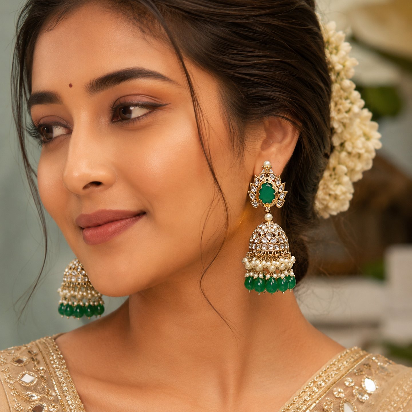 Taniya Acrylic Kundan Jhumka with Colorful Hanging Pearls