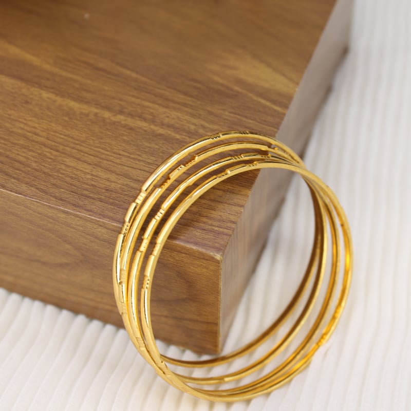 Stylish Gold-Plated Daily Wear Slim Bangles (Set of 4)