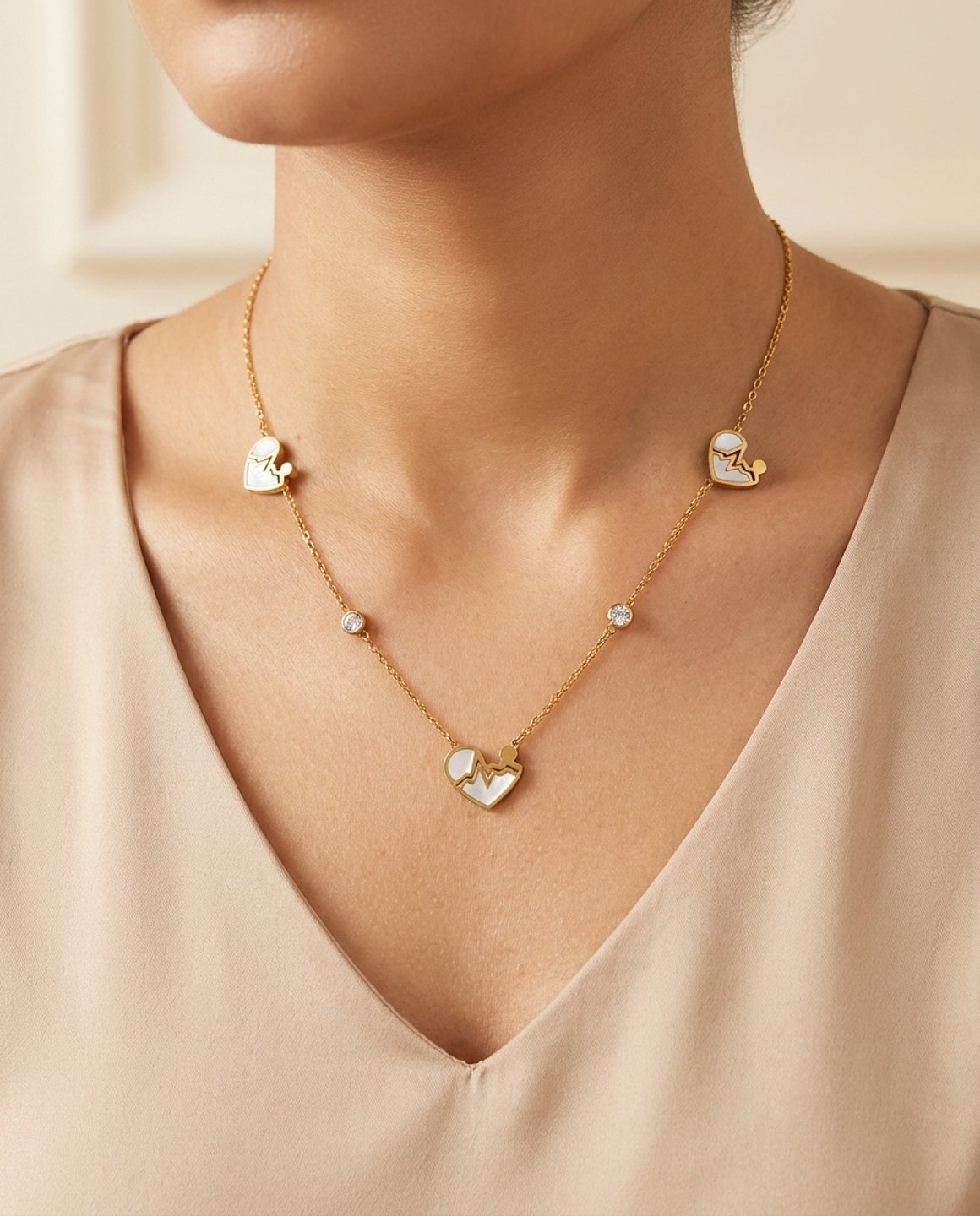 Vanya Anti-Tarnish Gold Polish Broken Heart Pendant