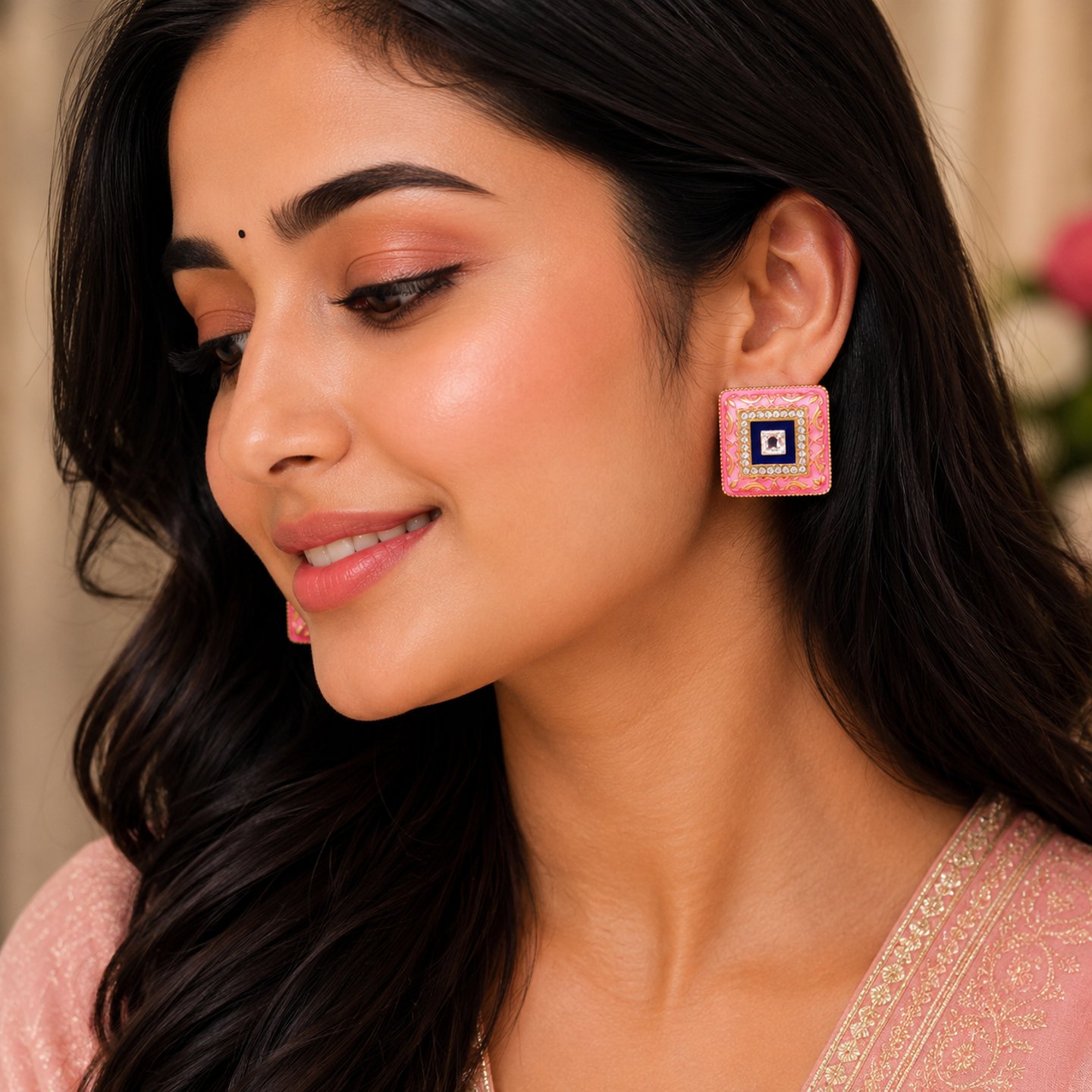 Sugandha Meenakari Square Studs