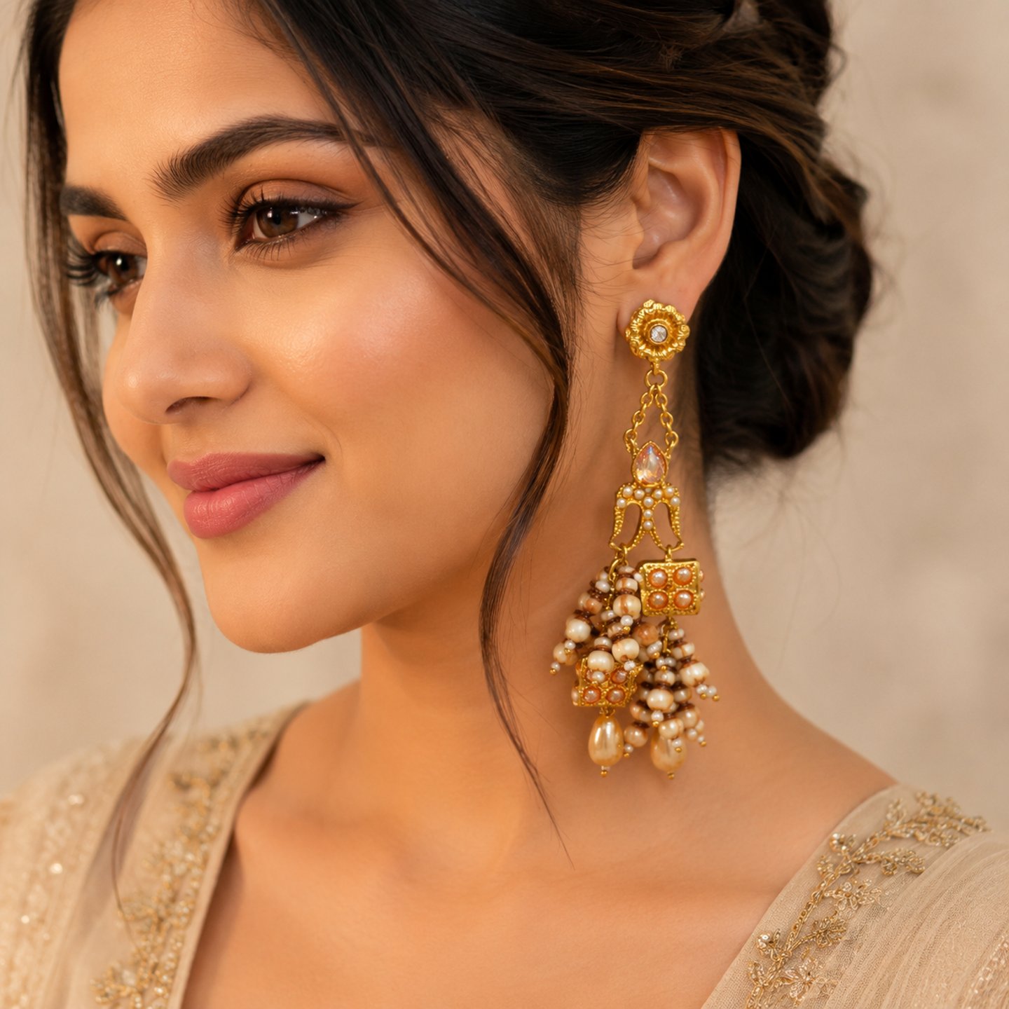 Riva Gold Polish Earrings Hanging Seashells