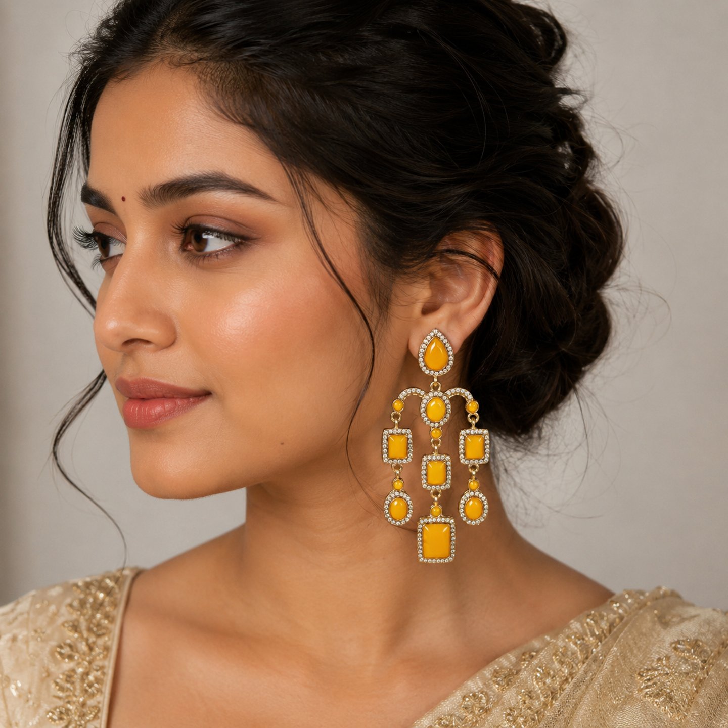 Maira Crystal Coloured Stone Earrings