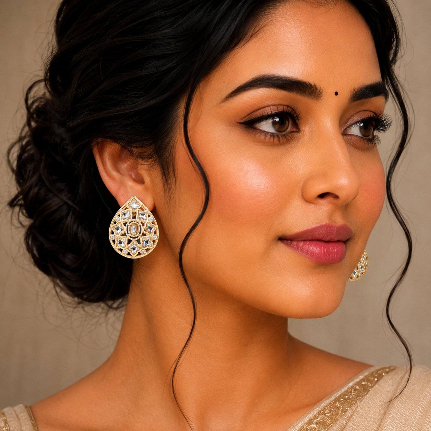 Manisha Kundan Floral Polki Diamond Studs