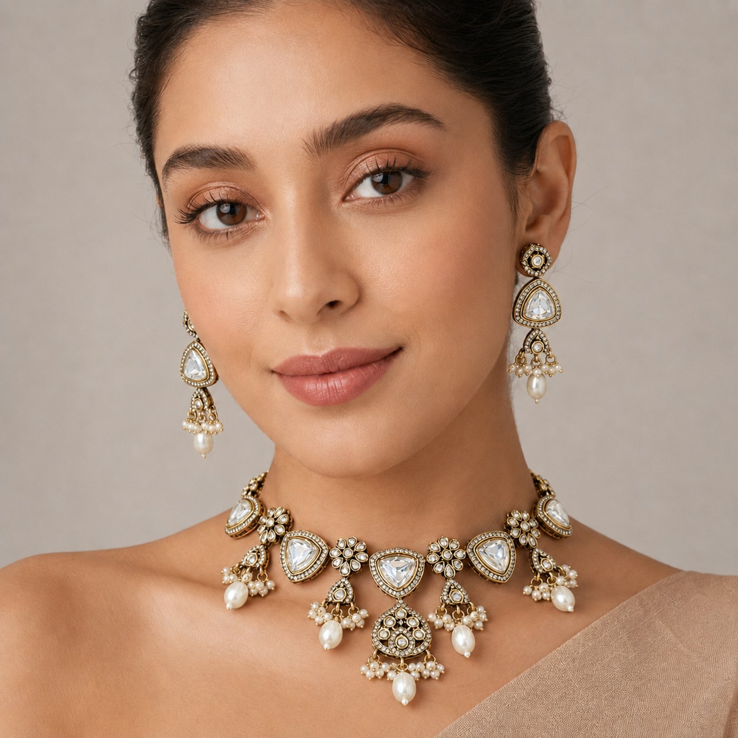 Panya Mosonite Kundan Choker Set