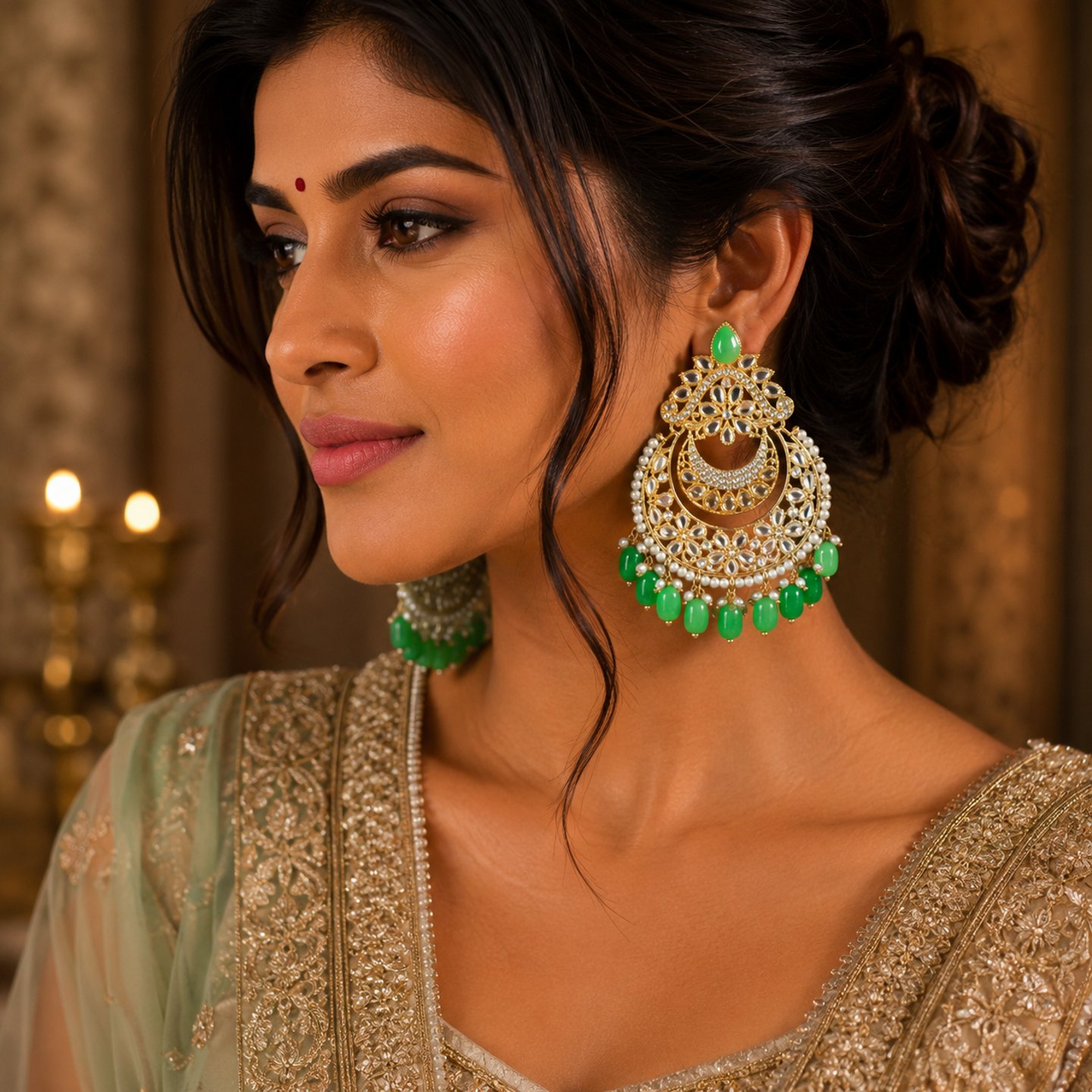 Anchal Mirror work chandbali with color Hanging