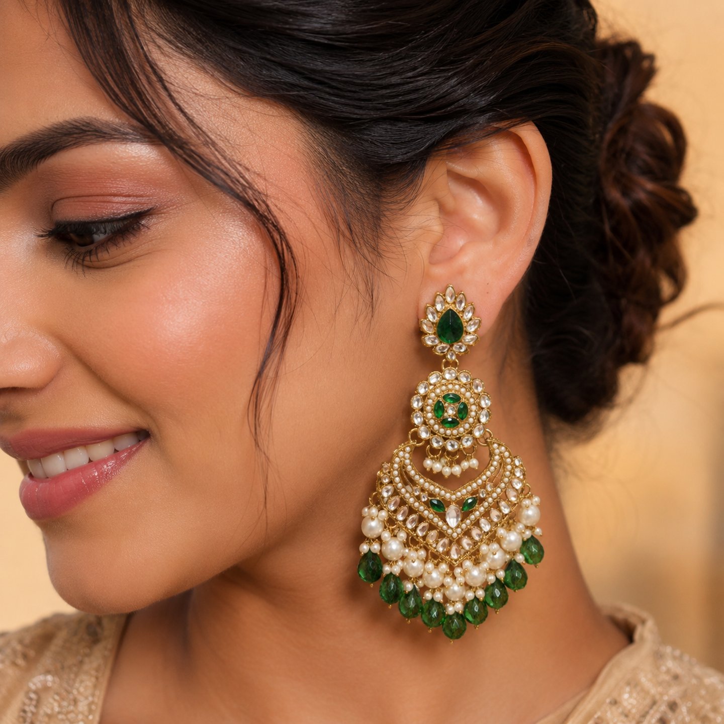 Krishi Kundan Earrings with Colorful Hanging Pearls