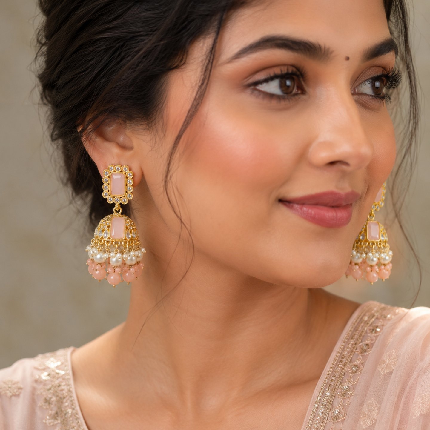 Tanisha Mosonite Stone Kundan Jhumkas
