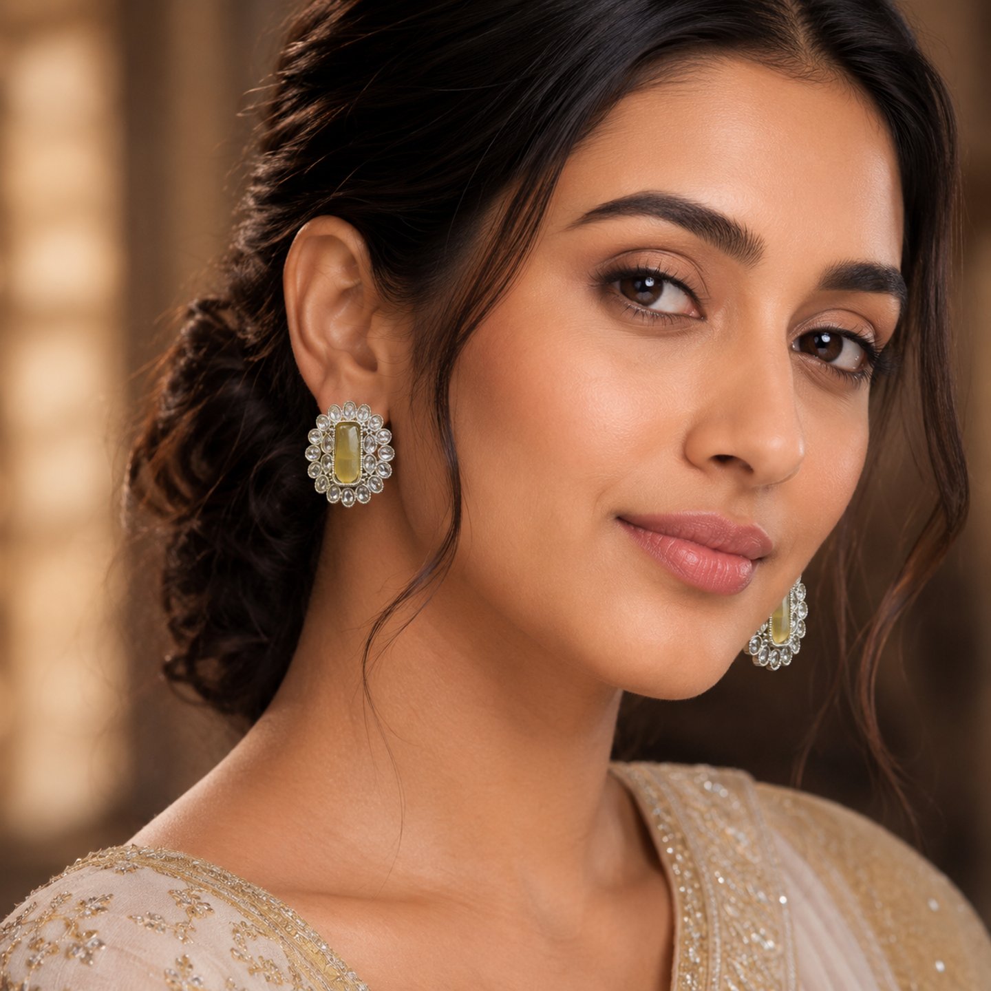 Durga Polki and Monalisa Stone Studs