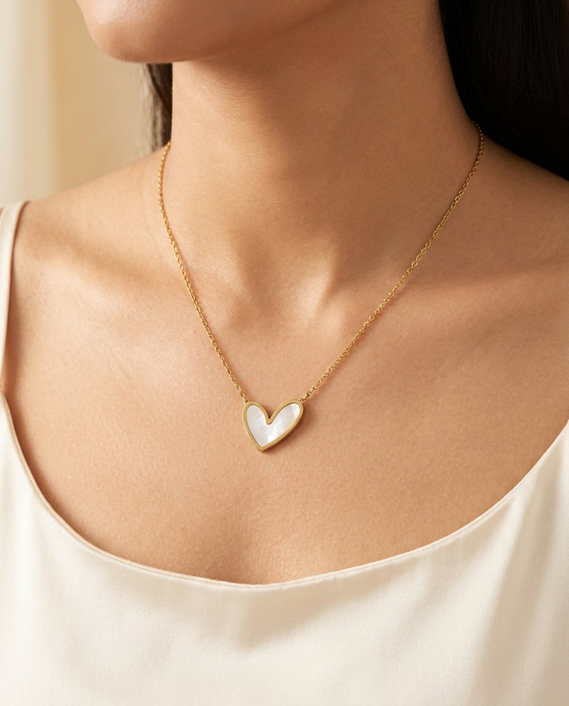 Siya Anti Tarnish Heart Shape Daily Wear Gold Pendant Set