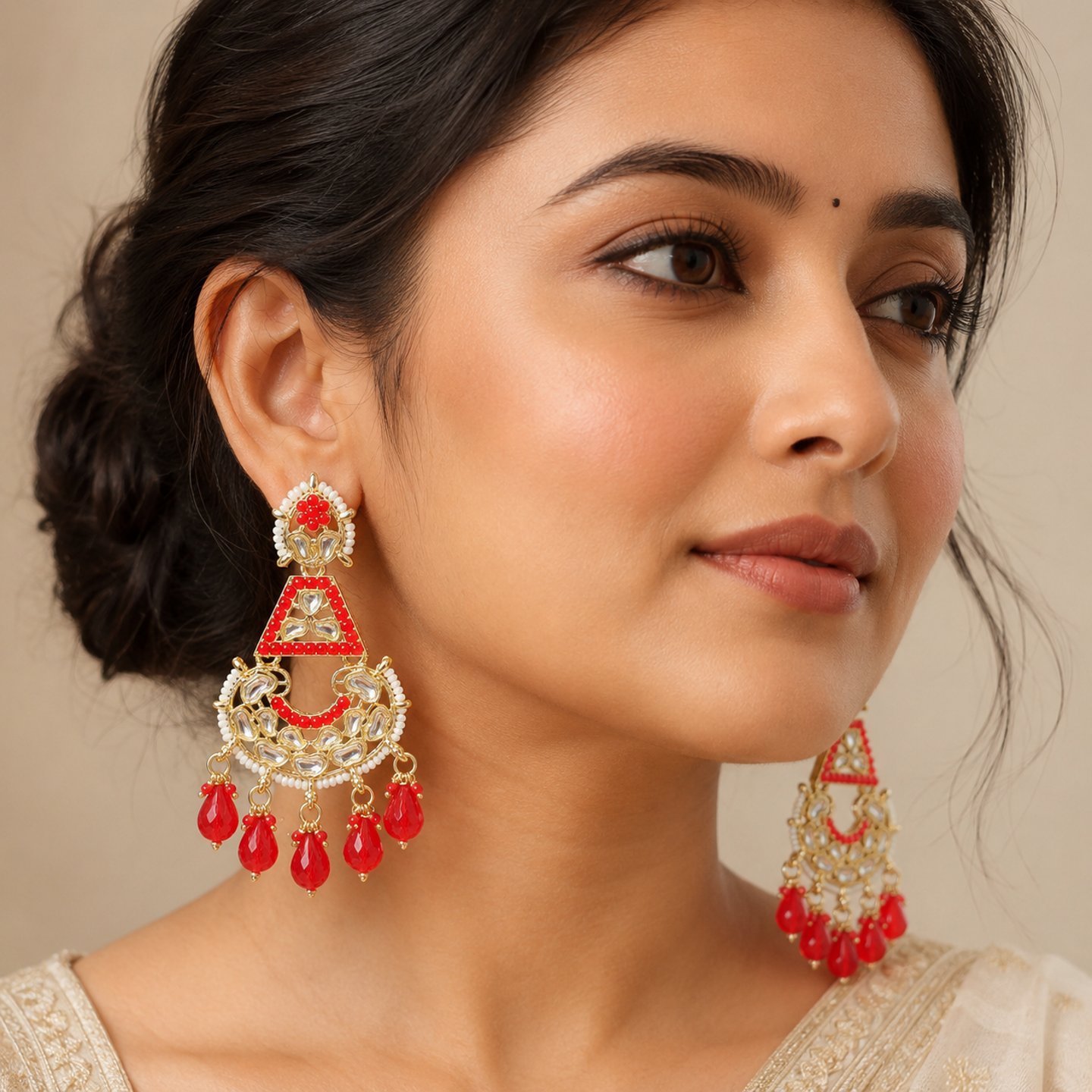 Akira Kundan Chandbalis with Colored Crystals