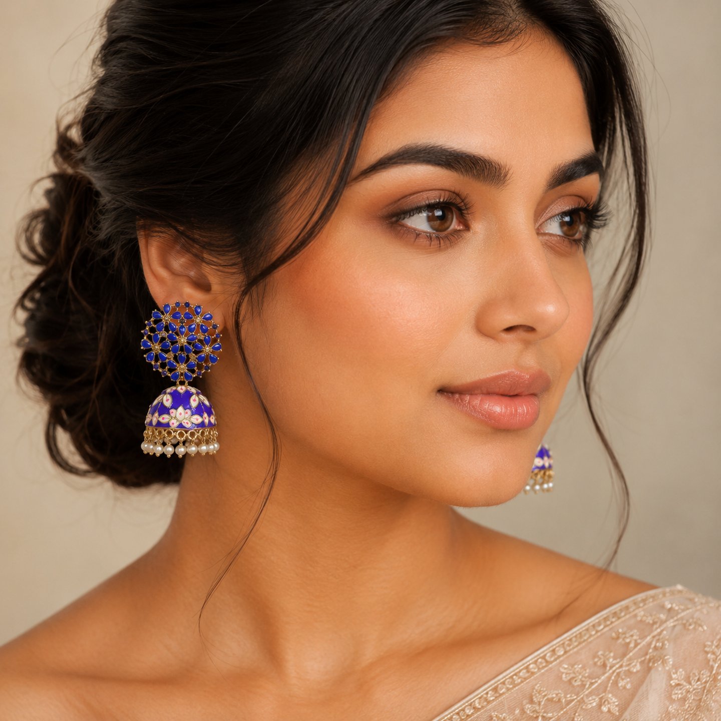 Lavanya Kundan Meenakari Jhumka