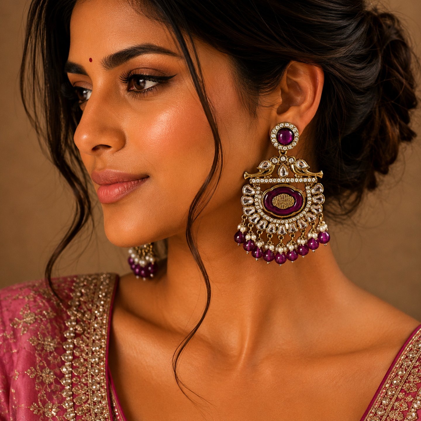 Farina Kundan Chandbali with Colorful MOP