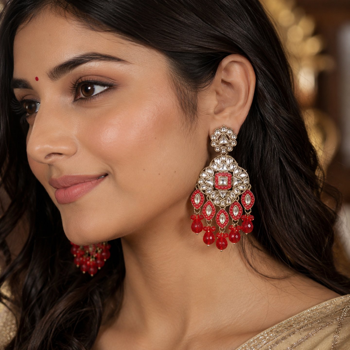 Nisha Crystal Earrings with Pearls