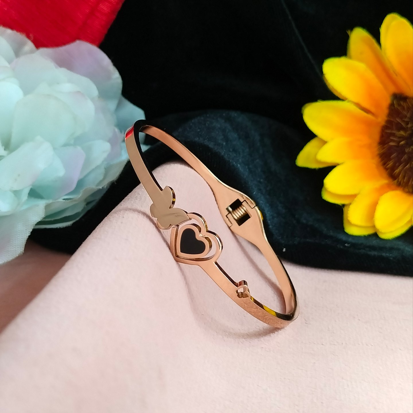 Juhi Heart Shaped Rose Gold Plated Bracelet