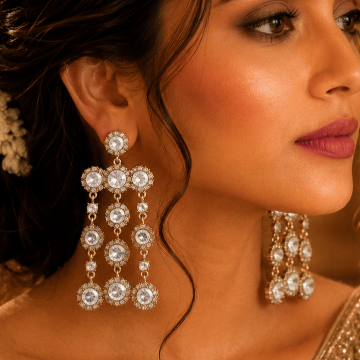 Tani Kundan and Zircon Stone Earrings