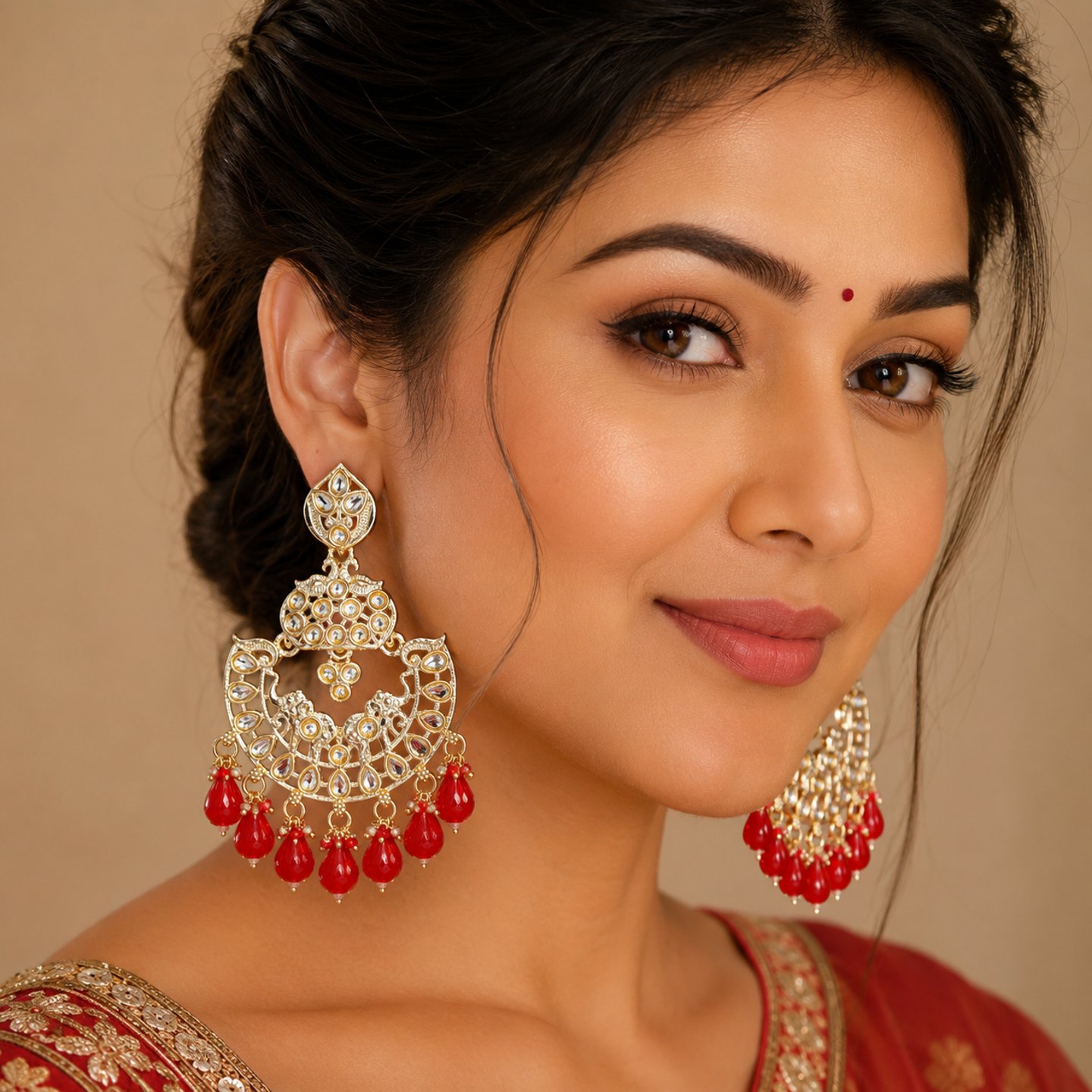 Kaashvi Kundan Chandbalis with Crystal Hangings