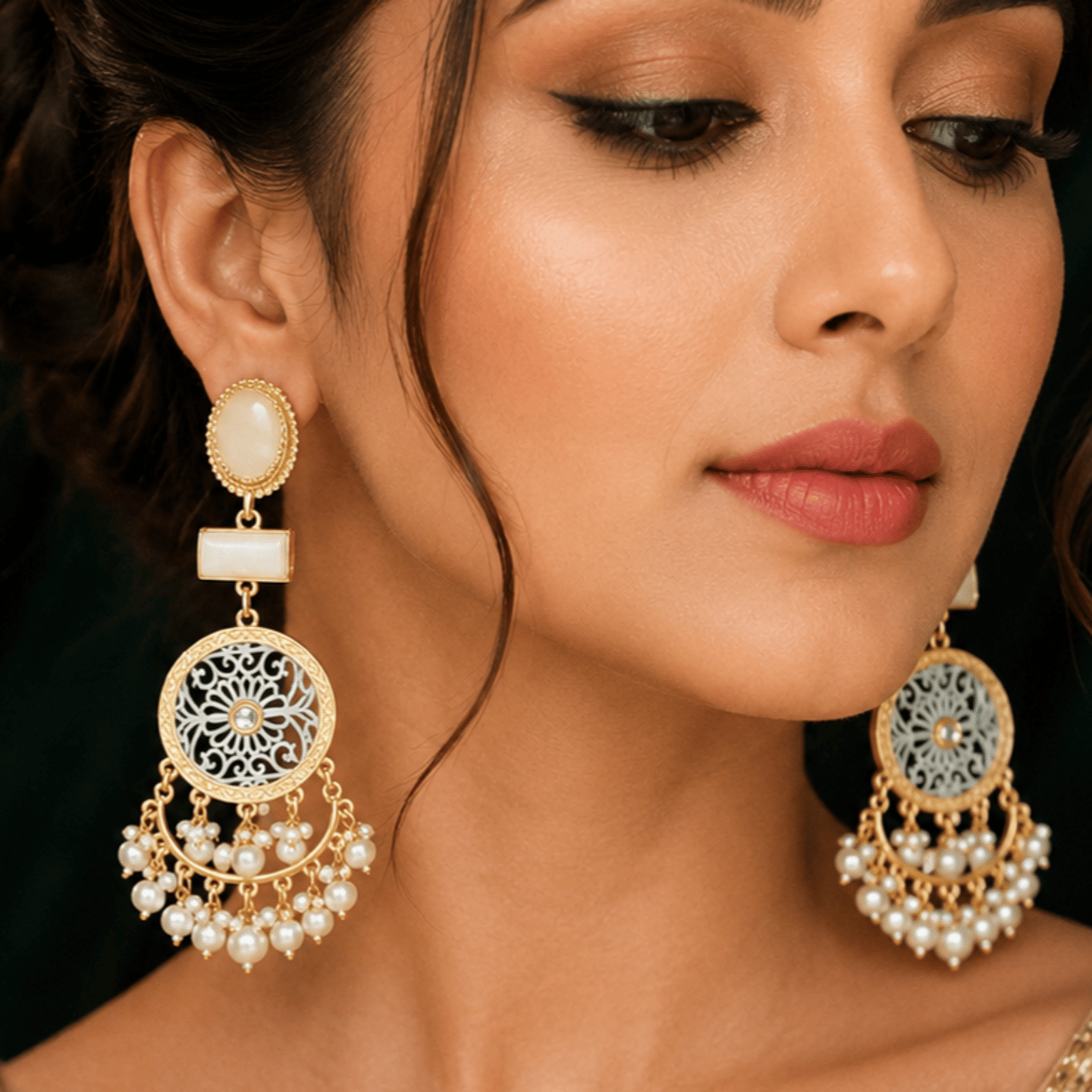 Avni Kashmiri Earrings with Hanging Pearls