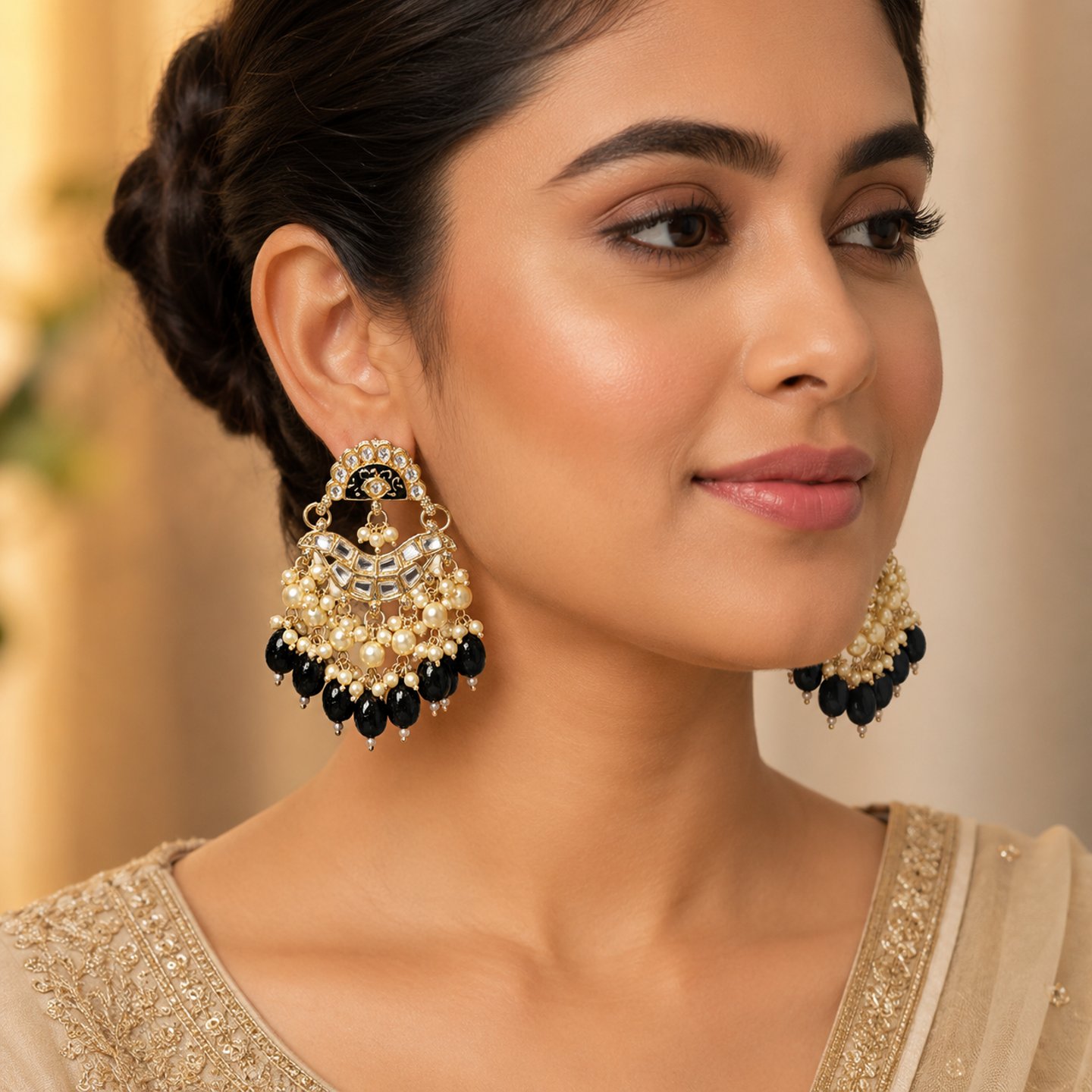 Swatah Gold Plated Kundan Chandbali