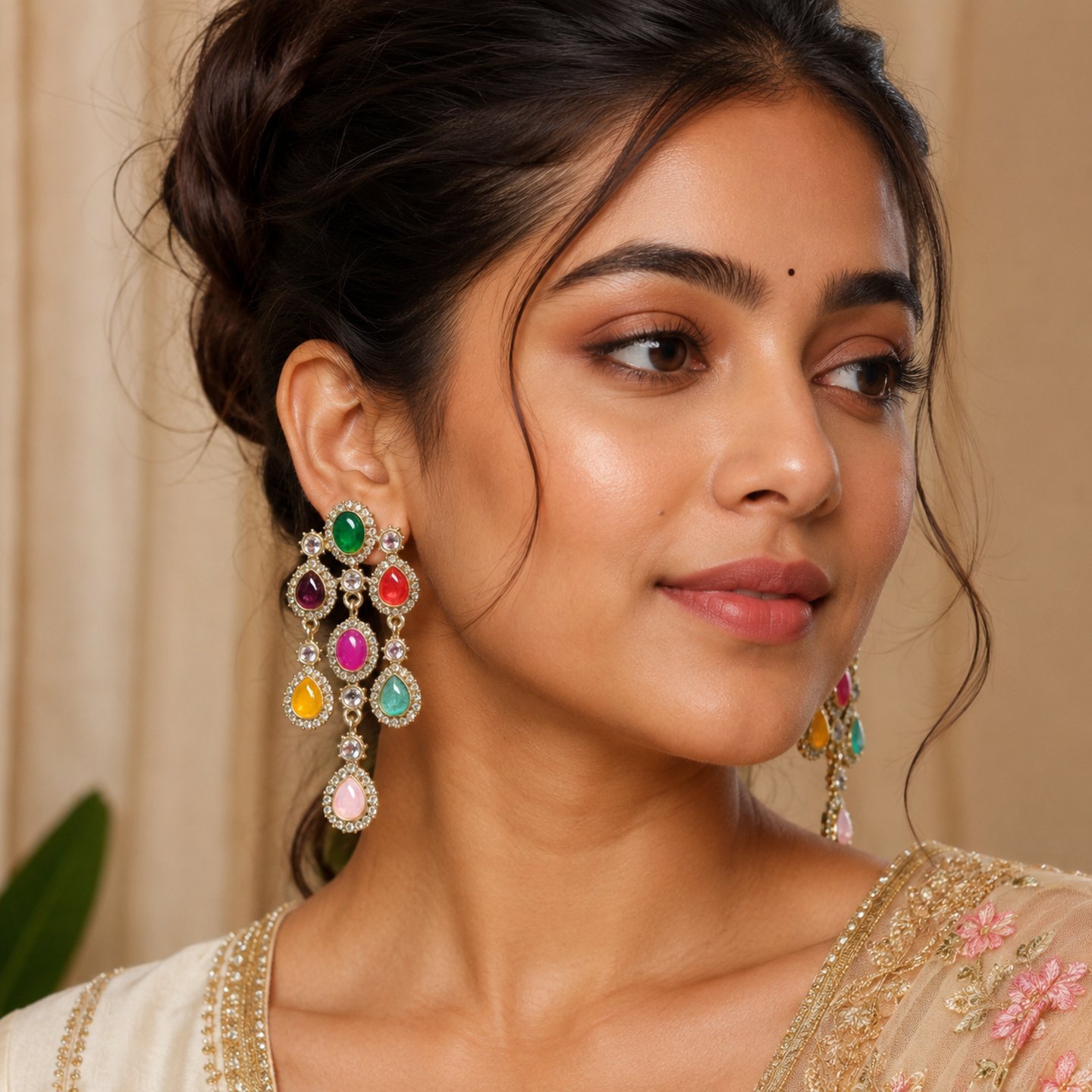 Priyanka Acrylic Monalisa Stone Earrings