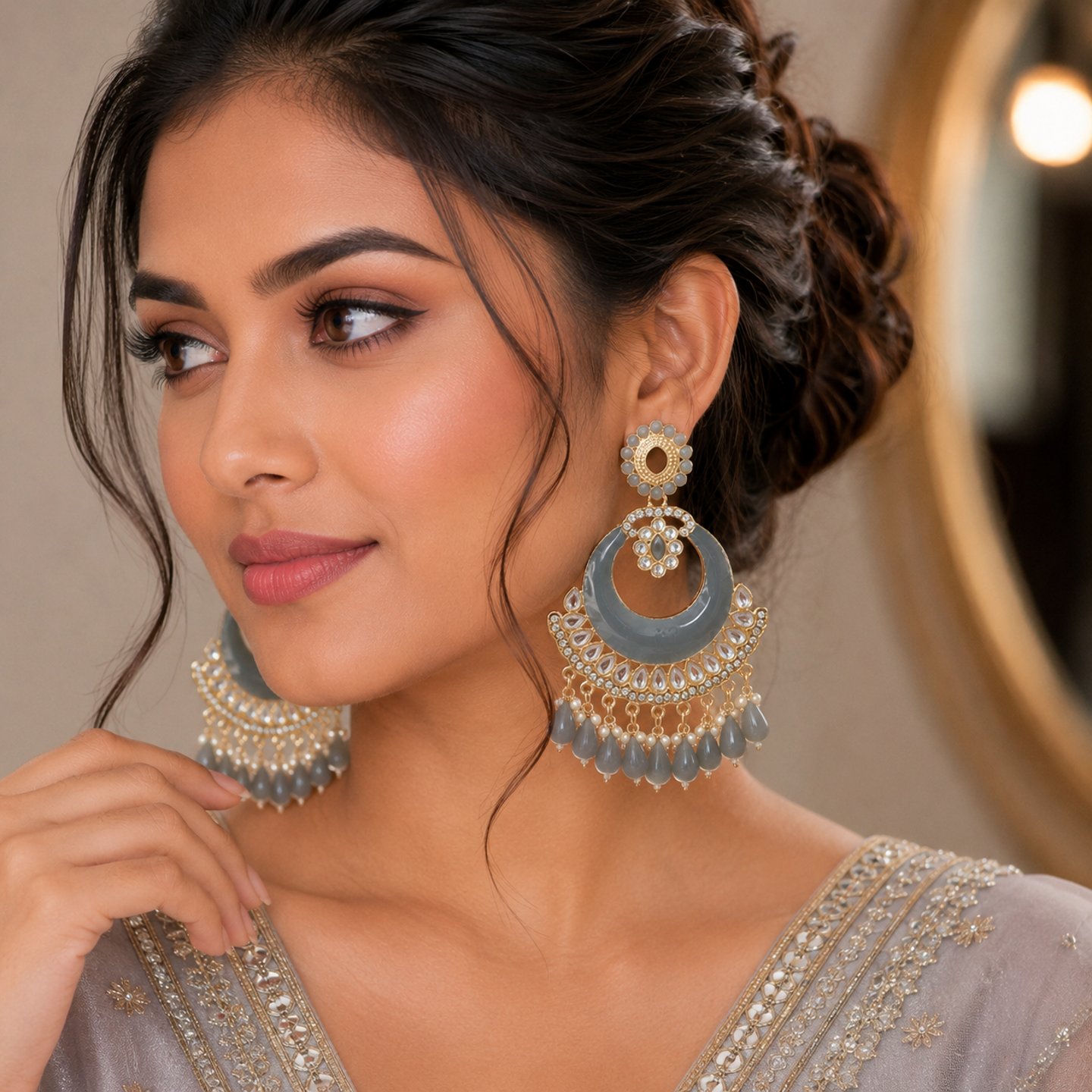 Dipshika Meenakari Earrings with Hanging Pearls