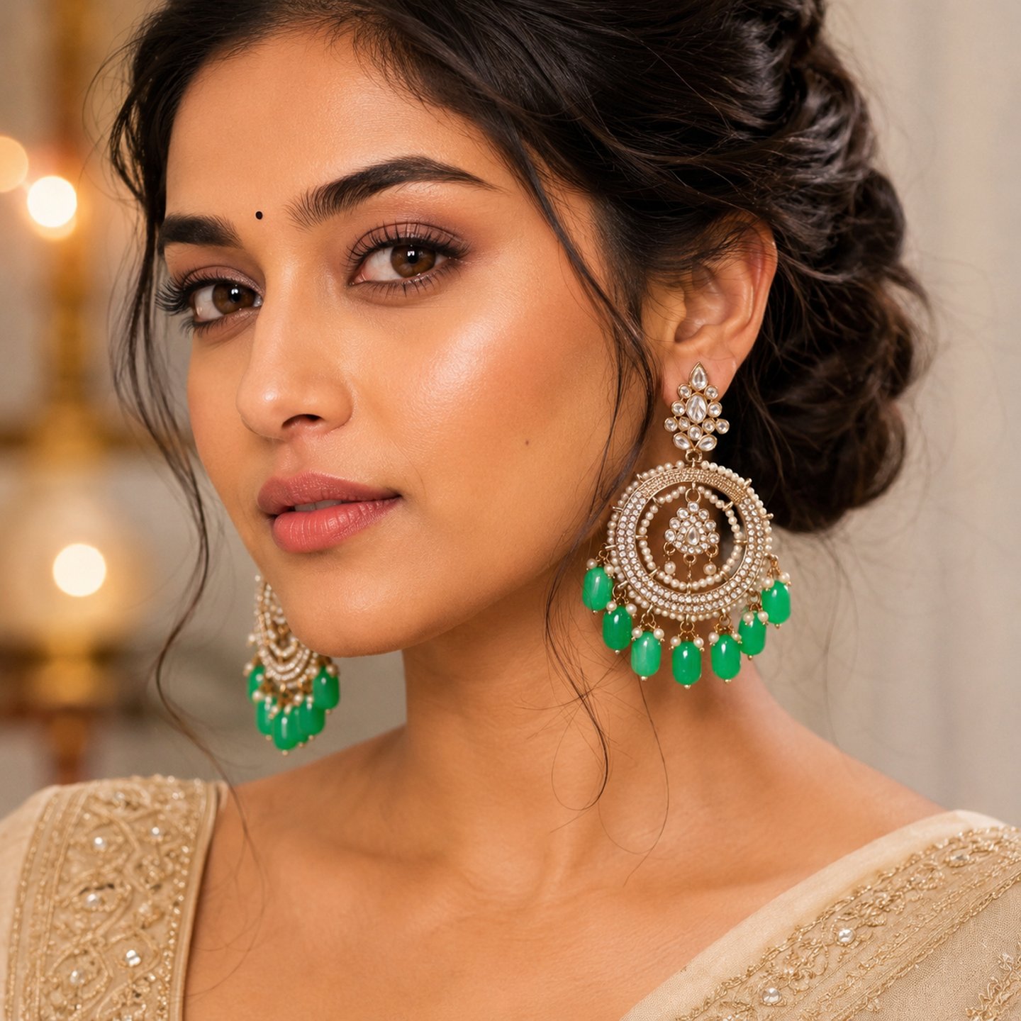 Priya Round Shape Earrings with Pearls