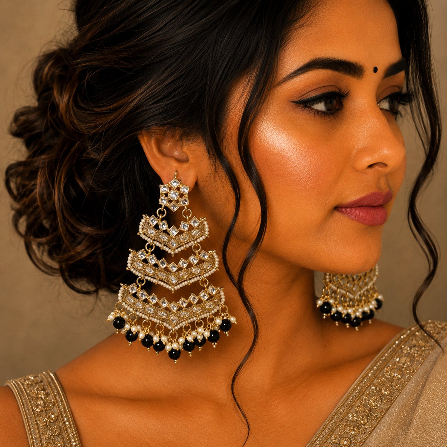 Dristi Kundan and Pearl Work Earrings