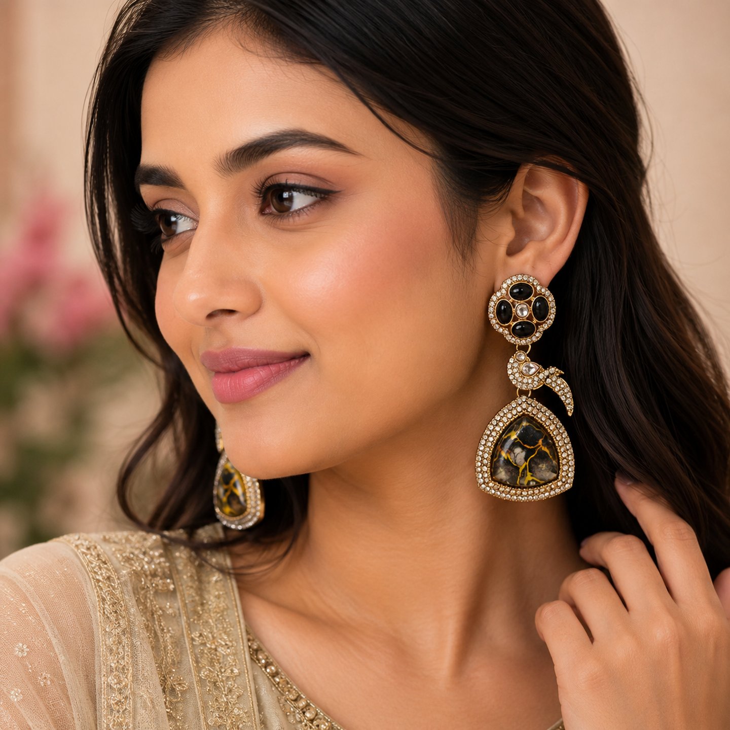 Rani Zercon Studded Fire Stone Earring