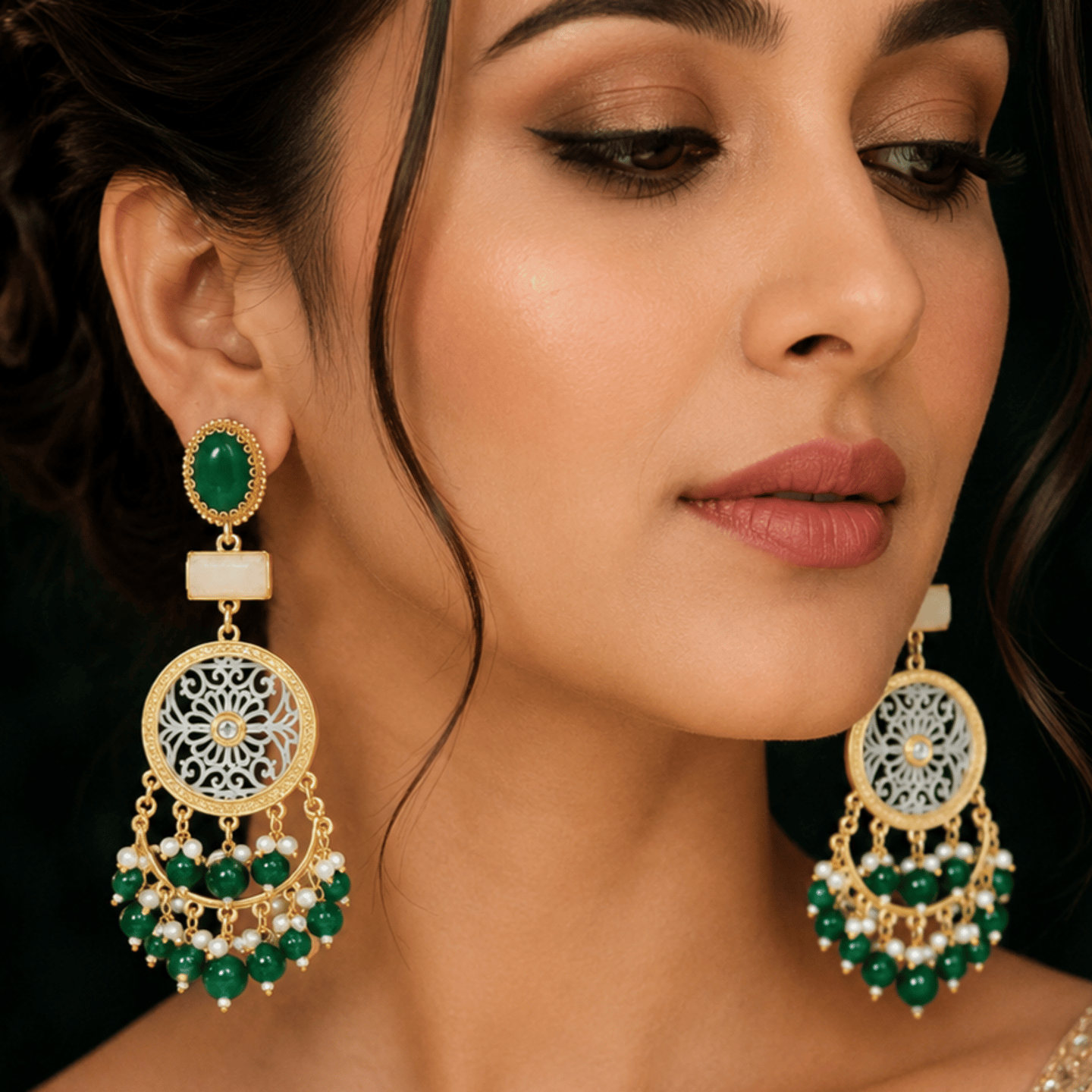 Avni Kashmiri Earrings with Hanging Pearls