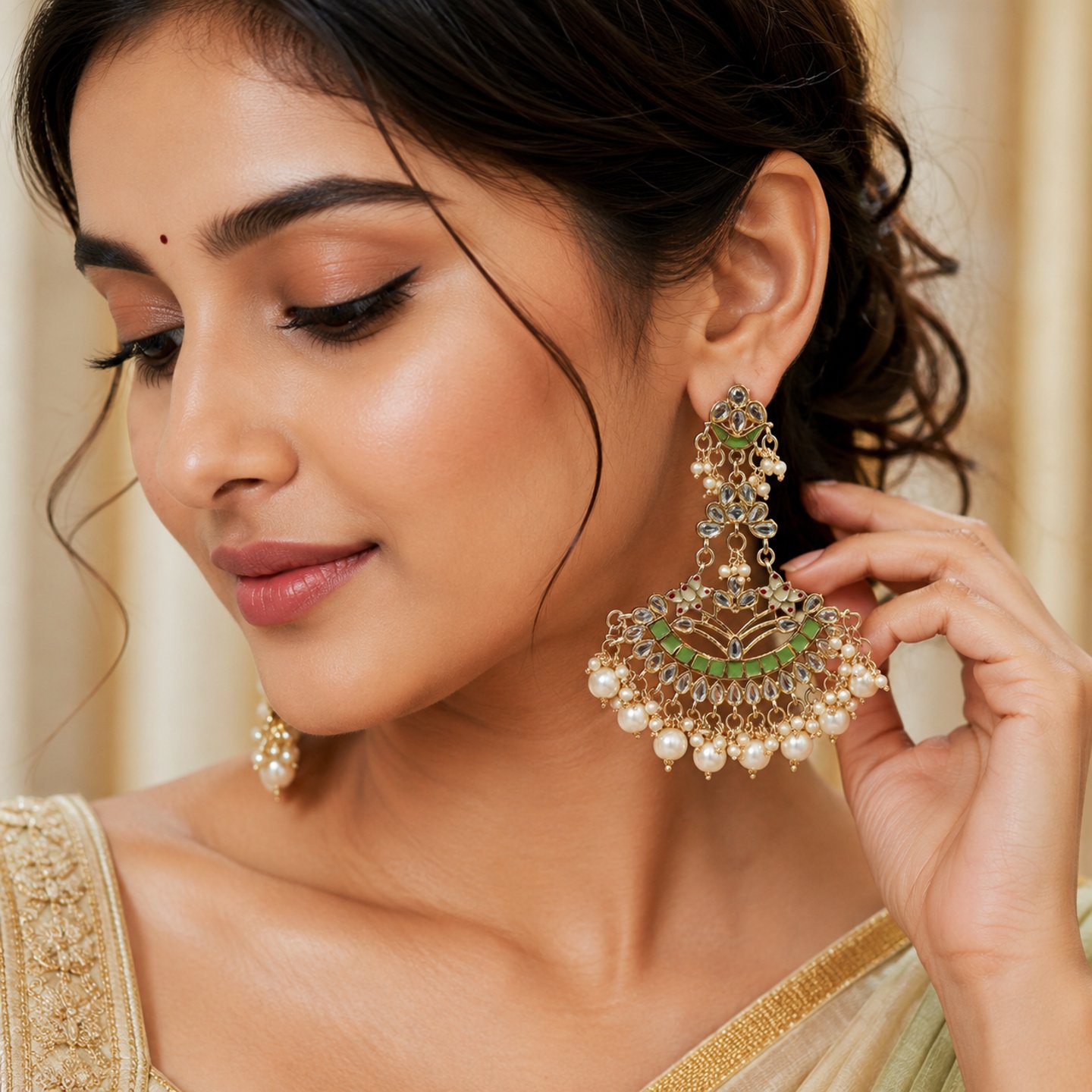 Amaya Kundan Meenakari Fusion Chandbalis